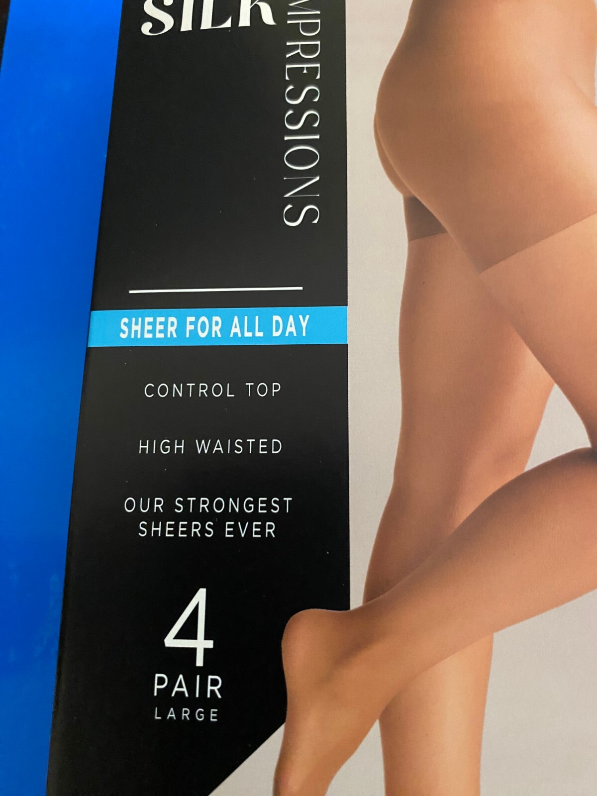 NEW SIZE LARGE SILK IMPRESSIONS SHEER SUPPORT 20D COFFEE BEAN HIGH WAISTED 4PK
