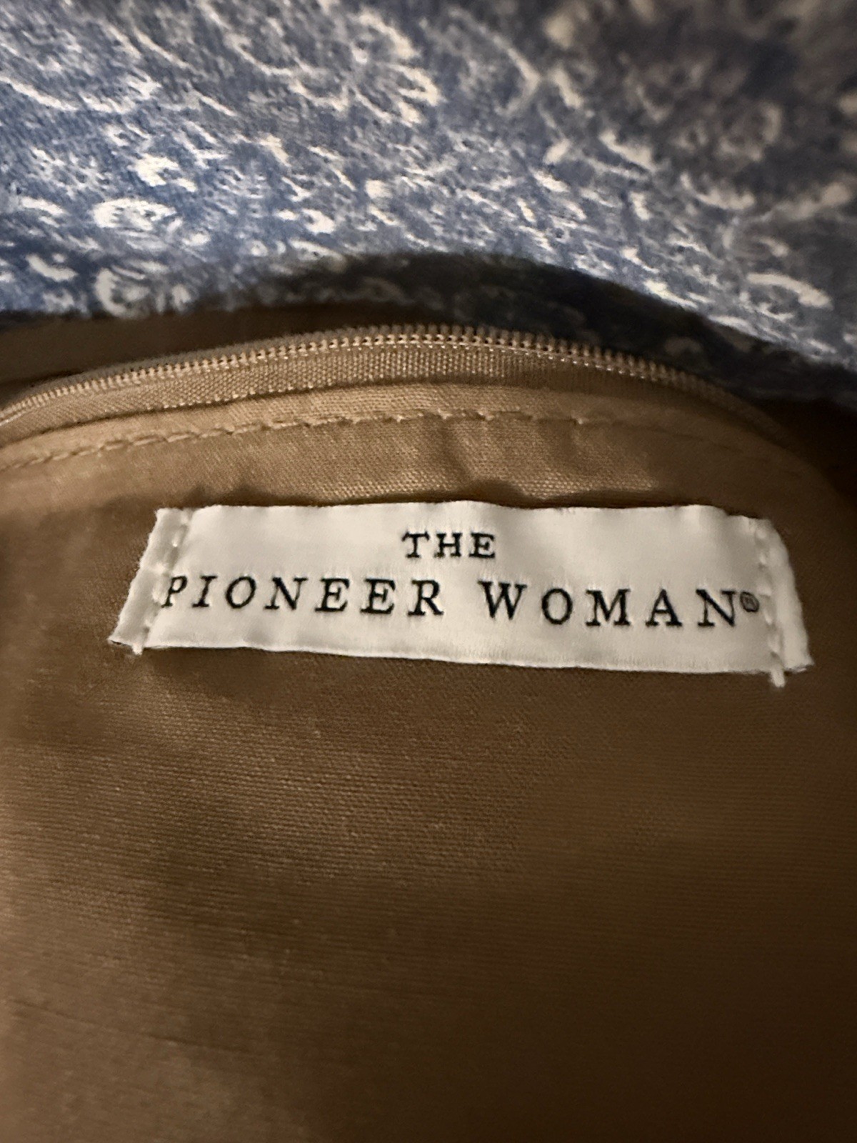 The Pioneer Woman Women’s Blue Beige Floral Crescent Crossbody Zip Adjustable