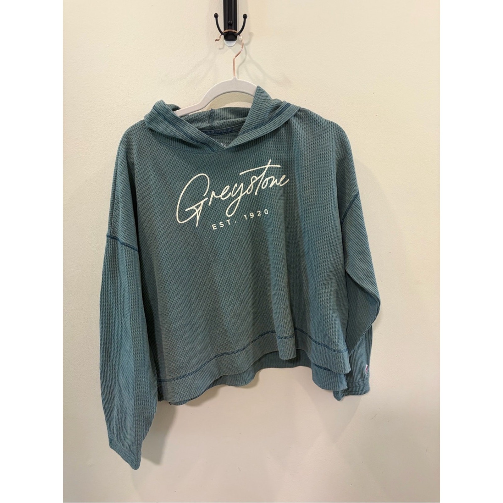 Camp Greystone League Teal Waffle-Knit Hooded Sweatshirt