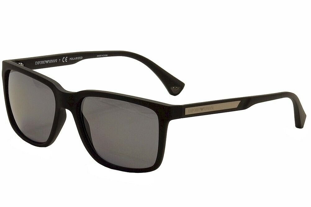 Emporio Armani EA4047 5063/81 Black Rubber Grey Polarized Sunglasses