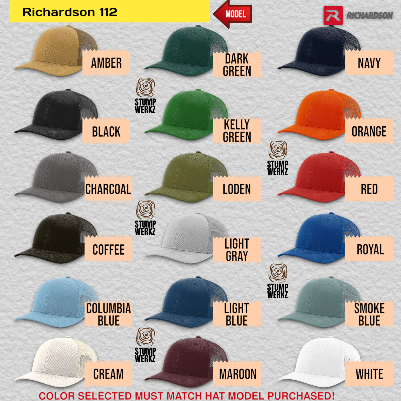 Custom Personalized Hat Baseball Cap Trucker Richardson 112 312 168 Logo Promo