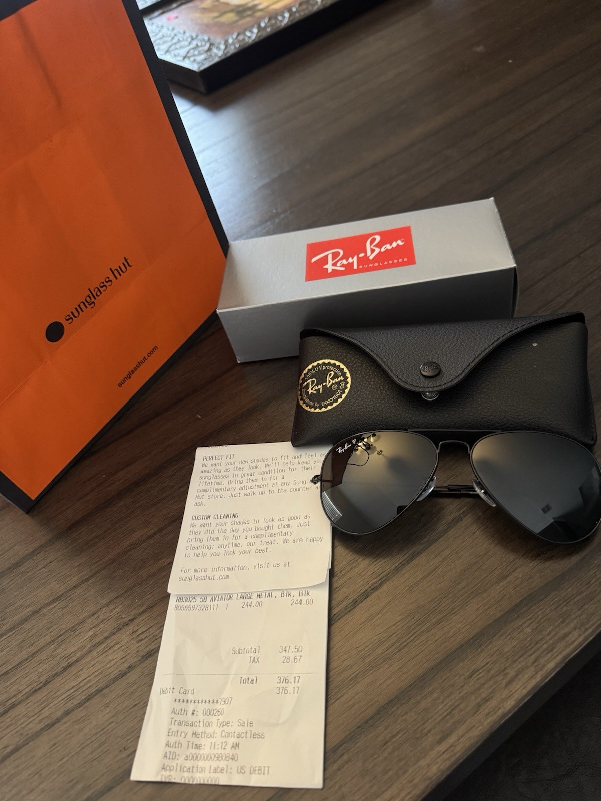 Ray-Ban RB3025 Aviator Large Metal Sunglasses Black Frame Gray Tinted Glass