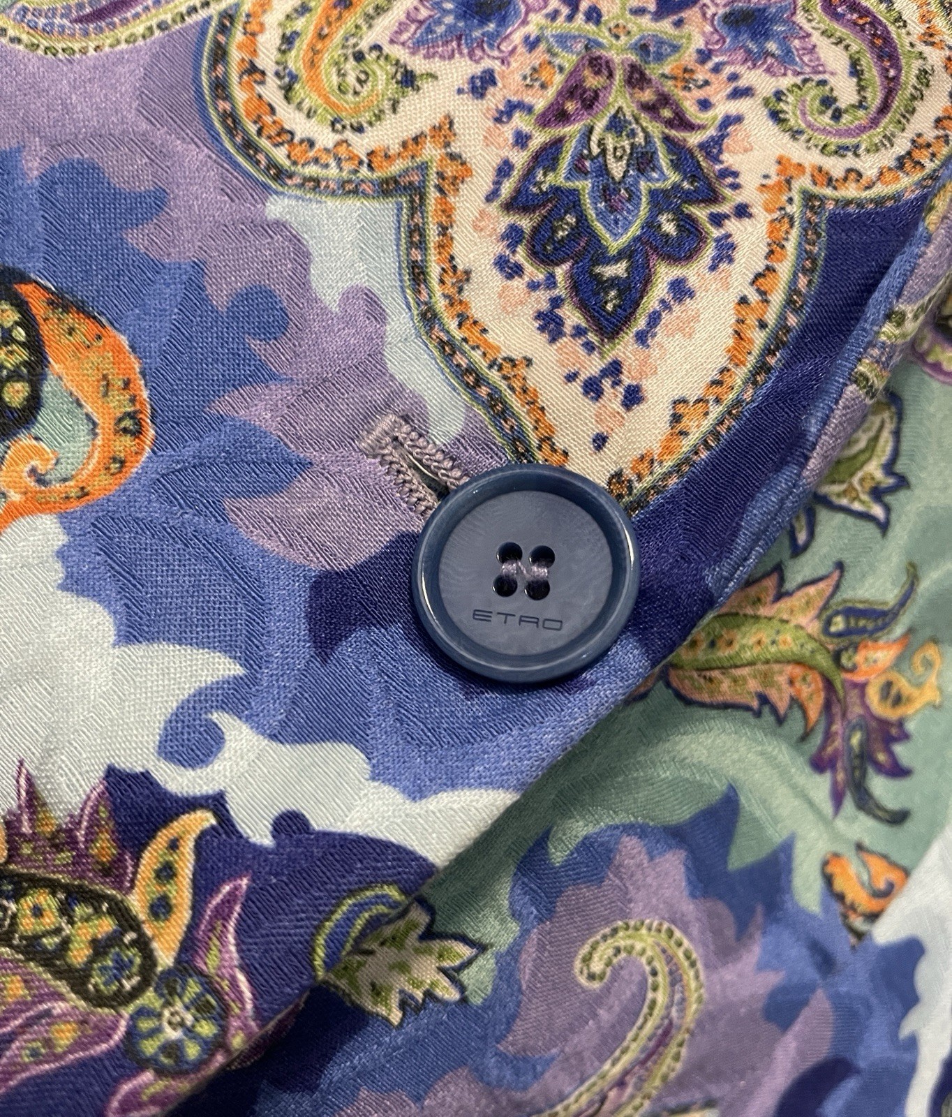 ETRO Milano Paisley Blazer IT 40 Made in Italy Blue Cotton Luxury Jacket