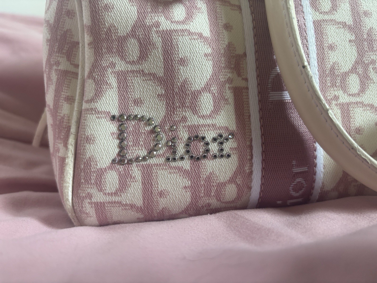 Christian Dior Diorissimo Pink Boston Trotter Logo Handbag Tote Vintage Y2K