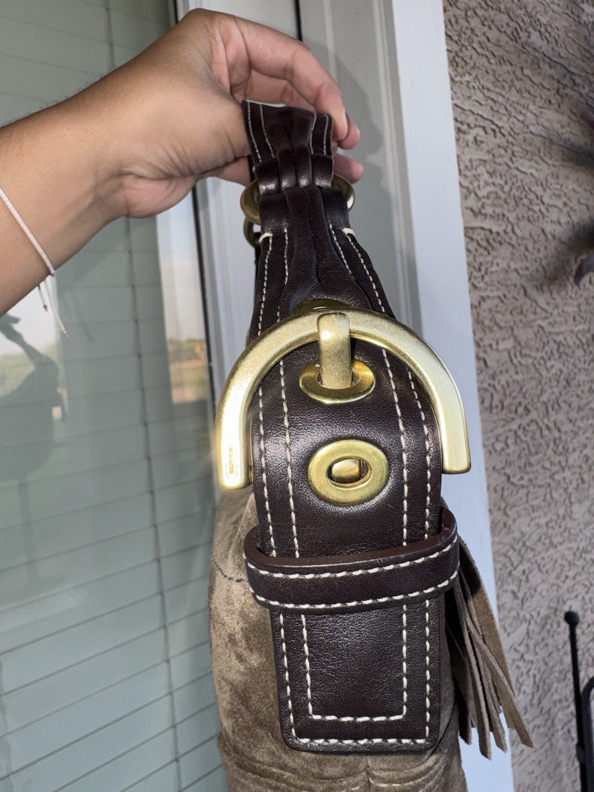 Coach Y2K Brown Small Crescent Hobo Soho Shoulder Suede Shoulder Bag Tassel