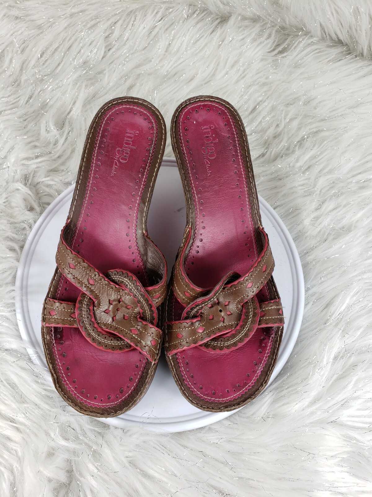 INDIGO by Clarks Brown Leather 81452 Sandals Size 6 M