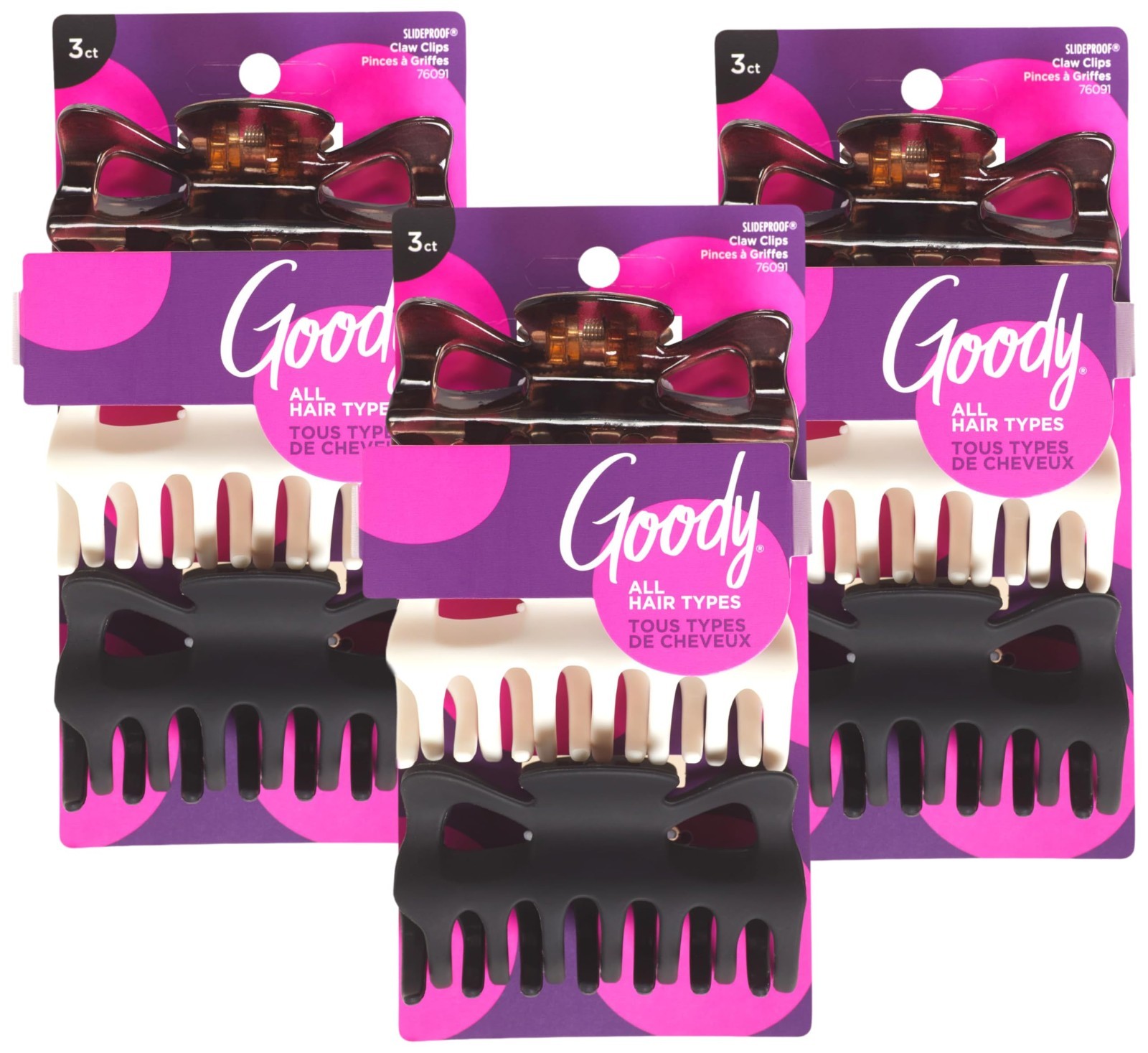 Large Claw Hair Clips Set – Assorted Neutral Colors, 3 Count for All Hair Types