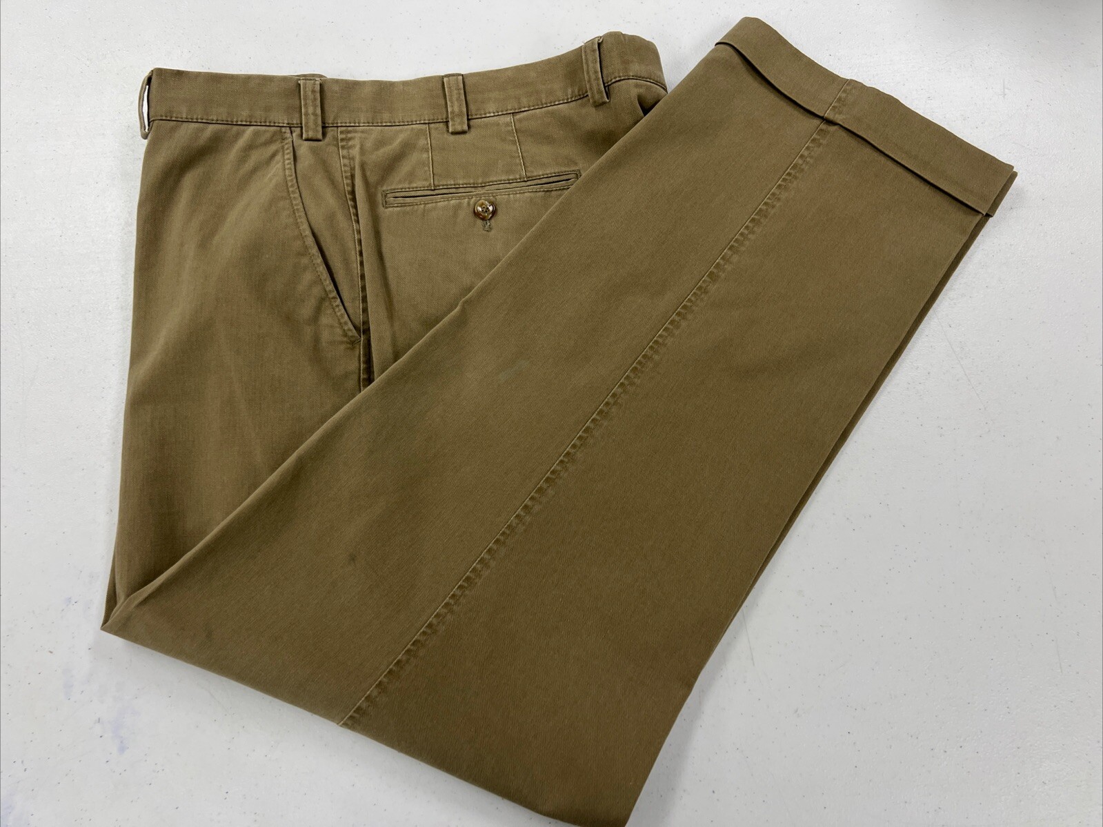 Hiltl Men’s Brown Solid Cotton Blend Khaki Pants 36/38 $295
