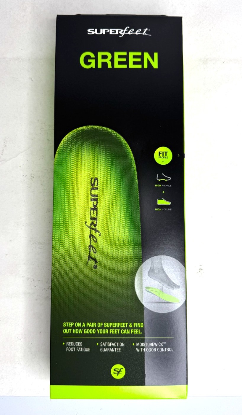 Superfeet Green Insoles, Professional-Grade High Arch Orthotic Insert Size E