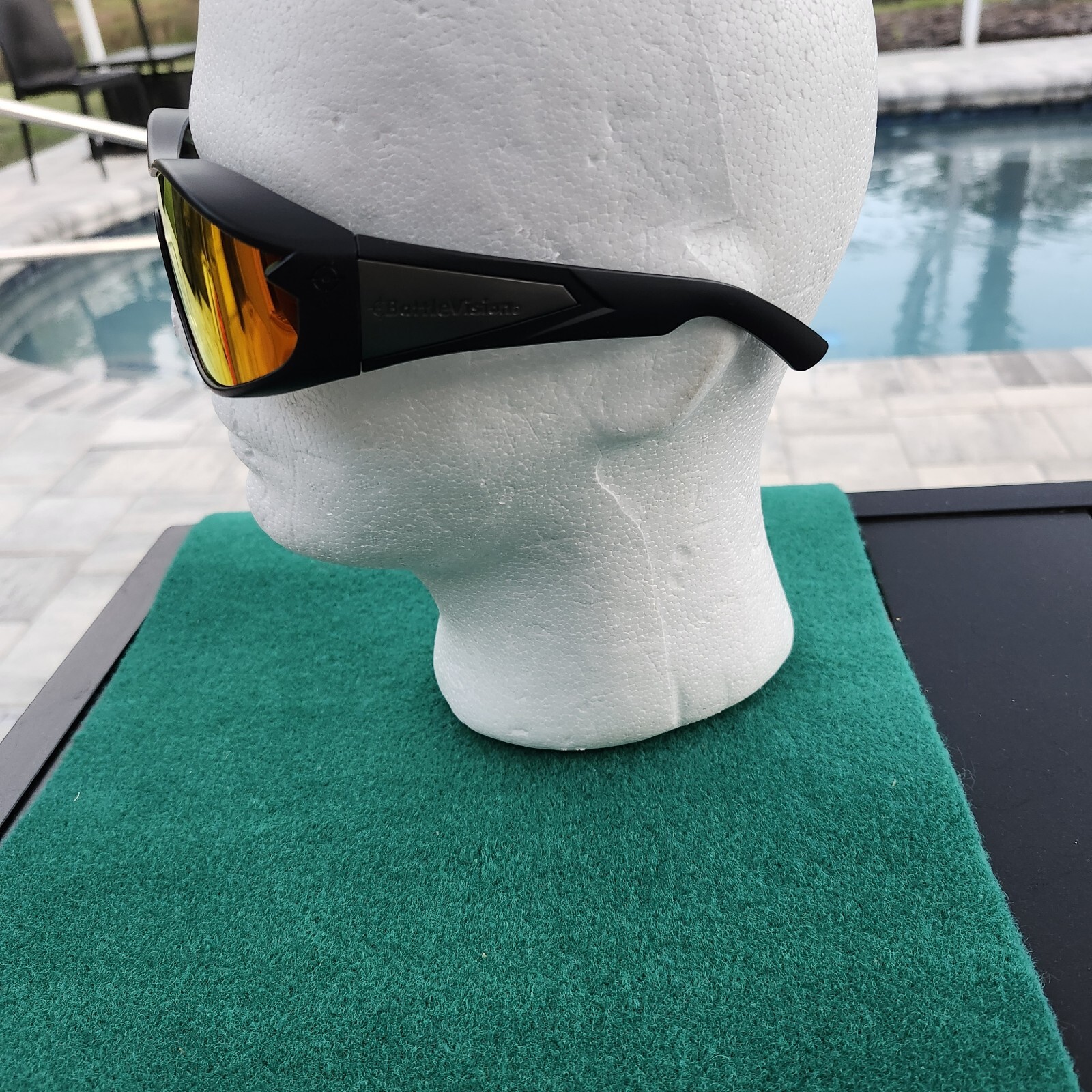 Battle Vision Sunglasses Unisex Shield Red Gold Lens