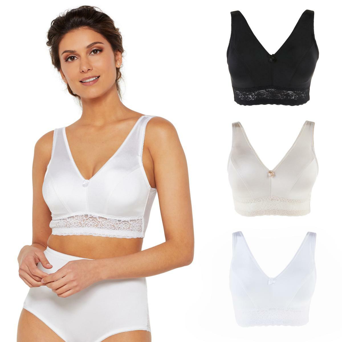 Rhonda Shear 3-pack Pin Up Smooth Bra in Black/White/Nude 650-613 , Medium