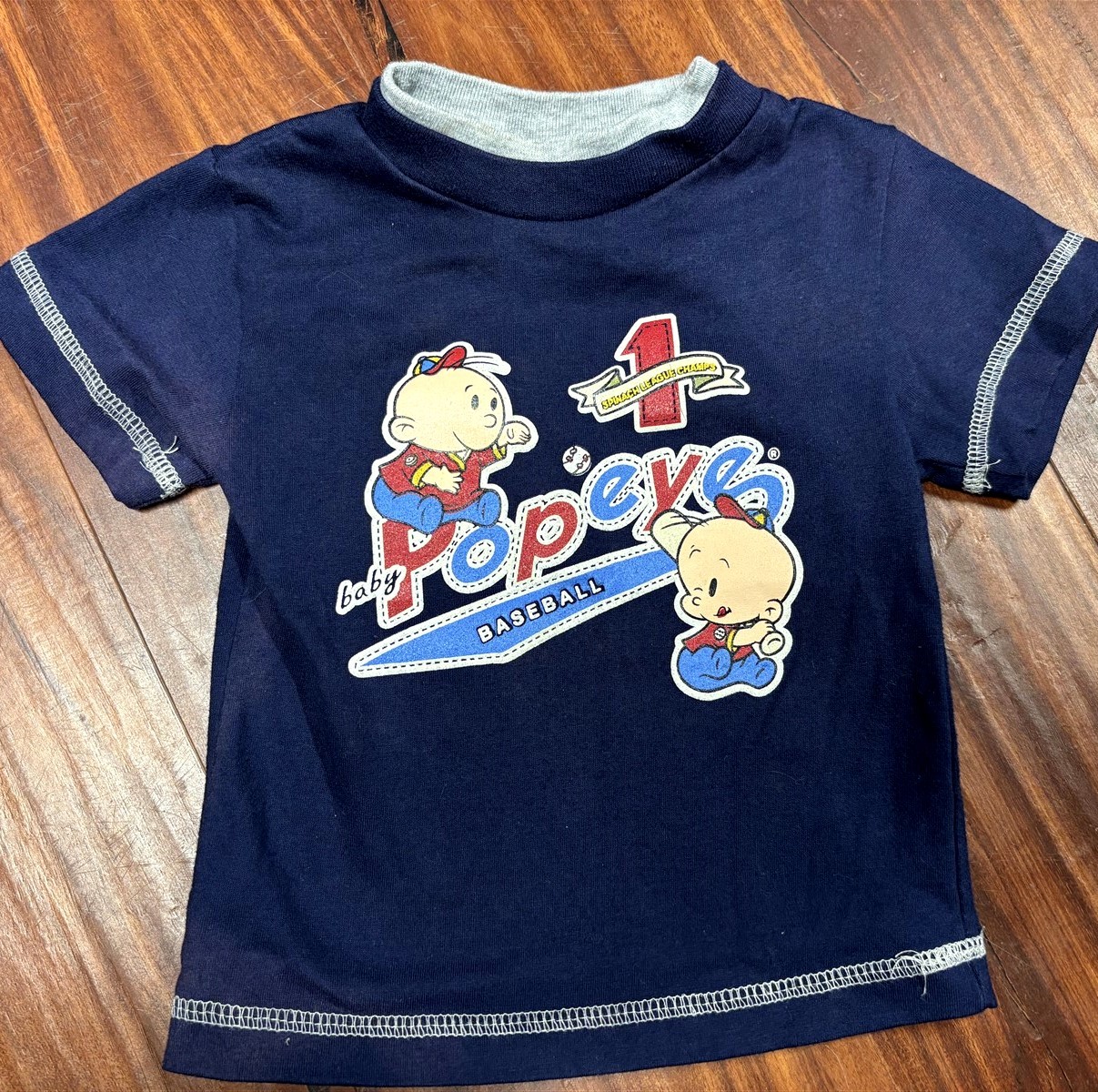 BABY POPEYE SAILOR toddler T shirt Wimpy baseball cartoon 2T retro 1930s spinach