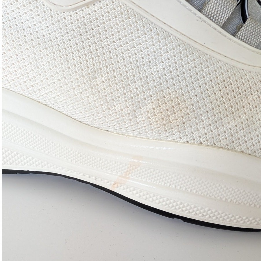 Prada Bicolor Slip On Lace Sneakers Womens EU39.5/US 9.5 White Neoprene Logo