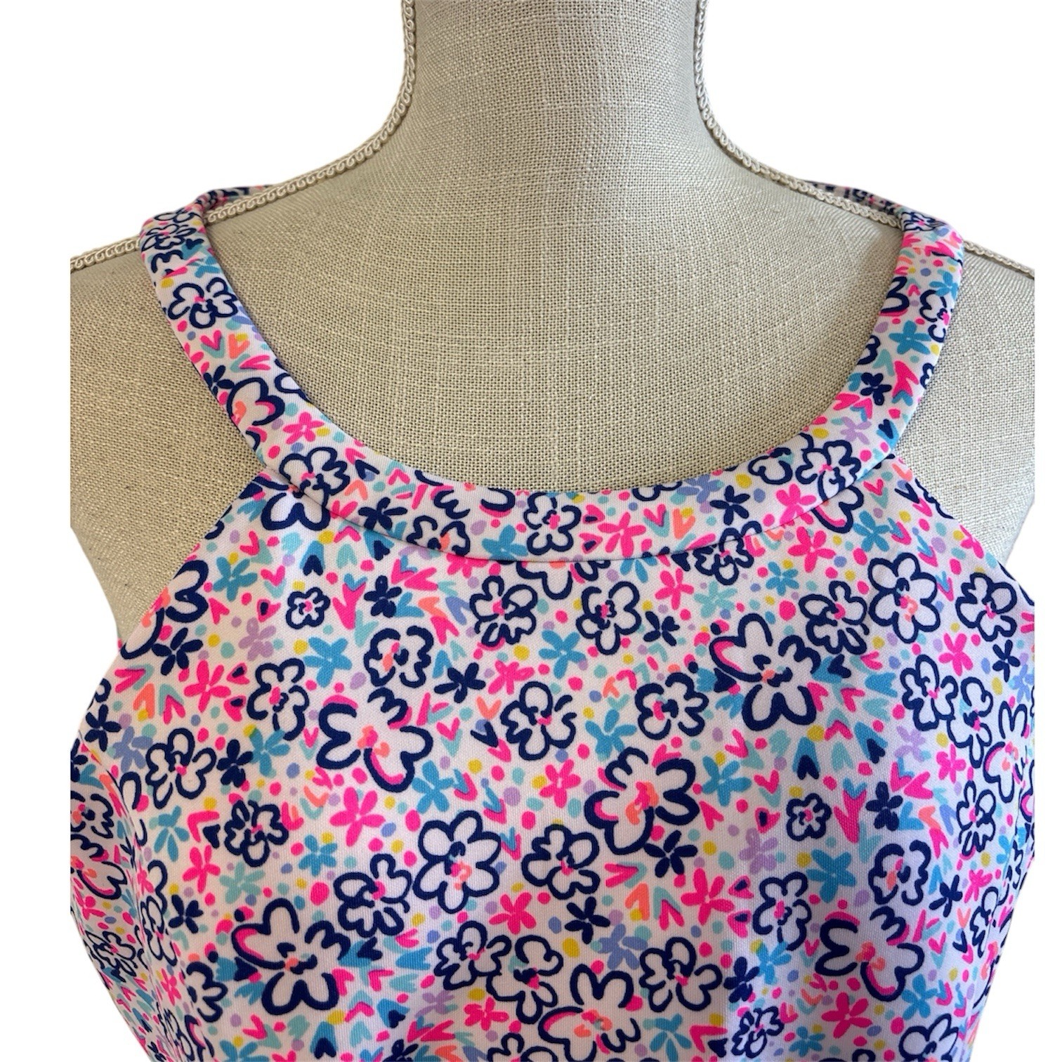 Lilly Pulitzer Girls Floral Halter Sheath Dress in Pink & BlueSz/16 Woman/S