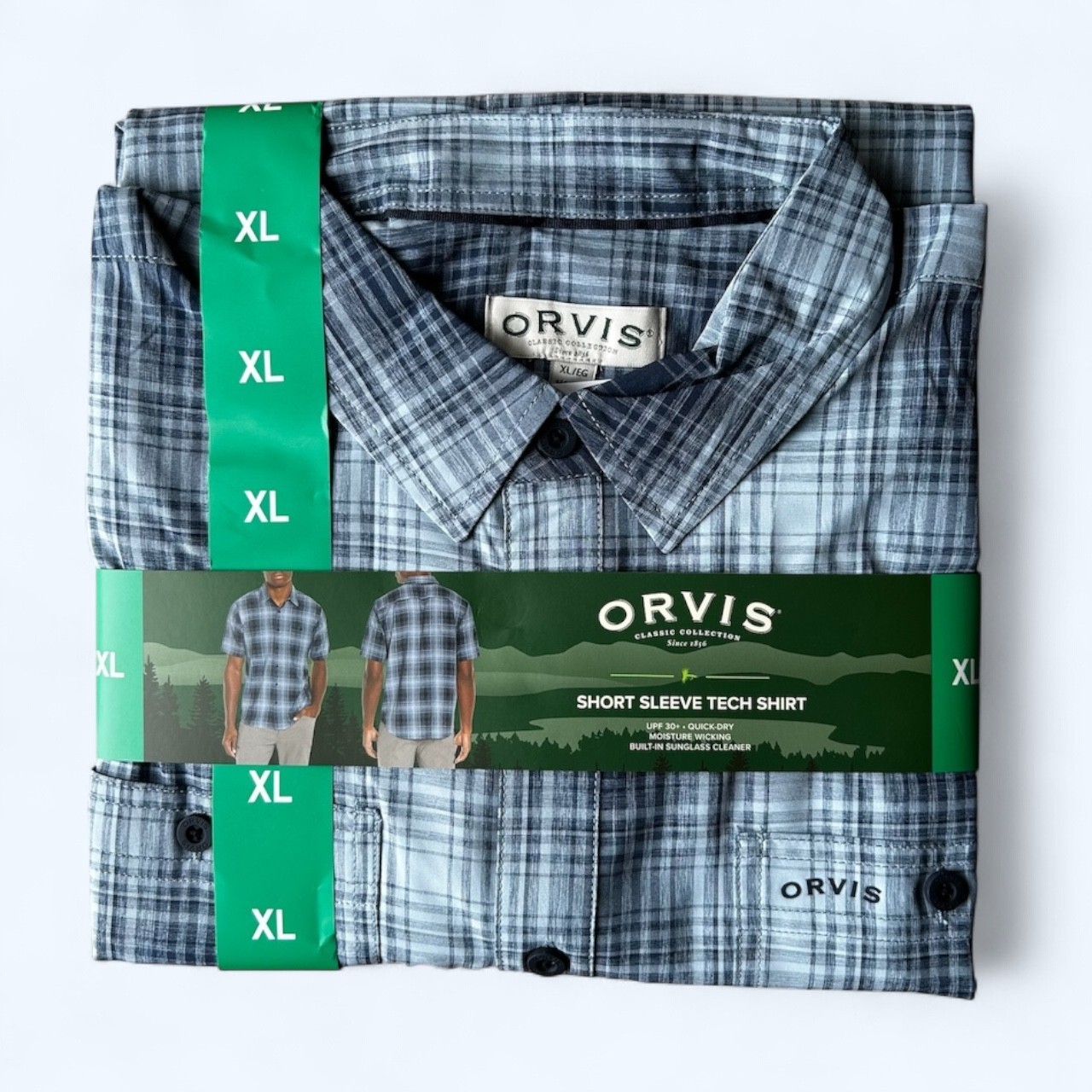 Orvis Men’s Short Sleeve Woven Tech Shirt Blue Size XL