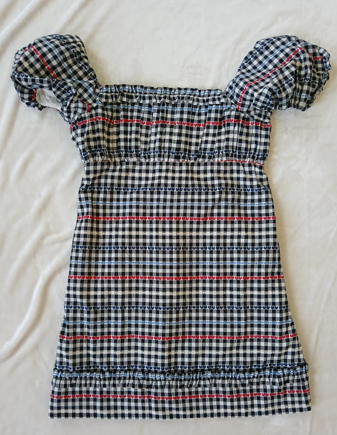 Anthropologie Maeve Textured Puff-Sleeve Gingham Mini Dress Size M New w/Tags