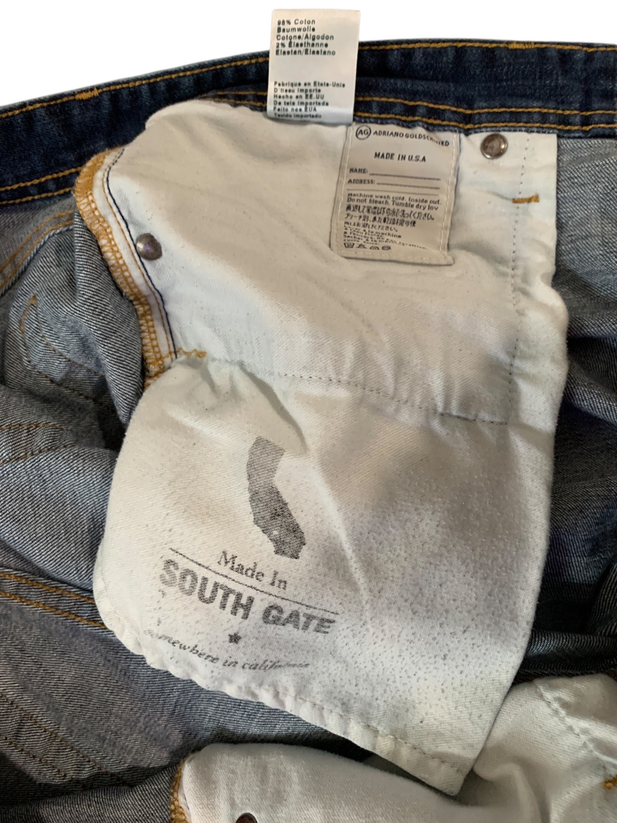 AG Adriano Goldschmied The Protégé Jeans Mens 36×32 Whiskering Med Wash Made USA