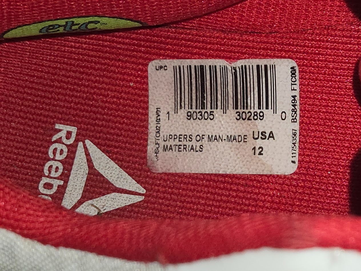 Reebok Legacy Lifter Powerlifting 22MM Shoes Men 12 White/Olympic Red Weightlift