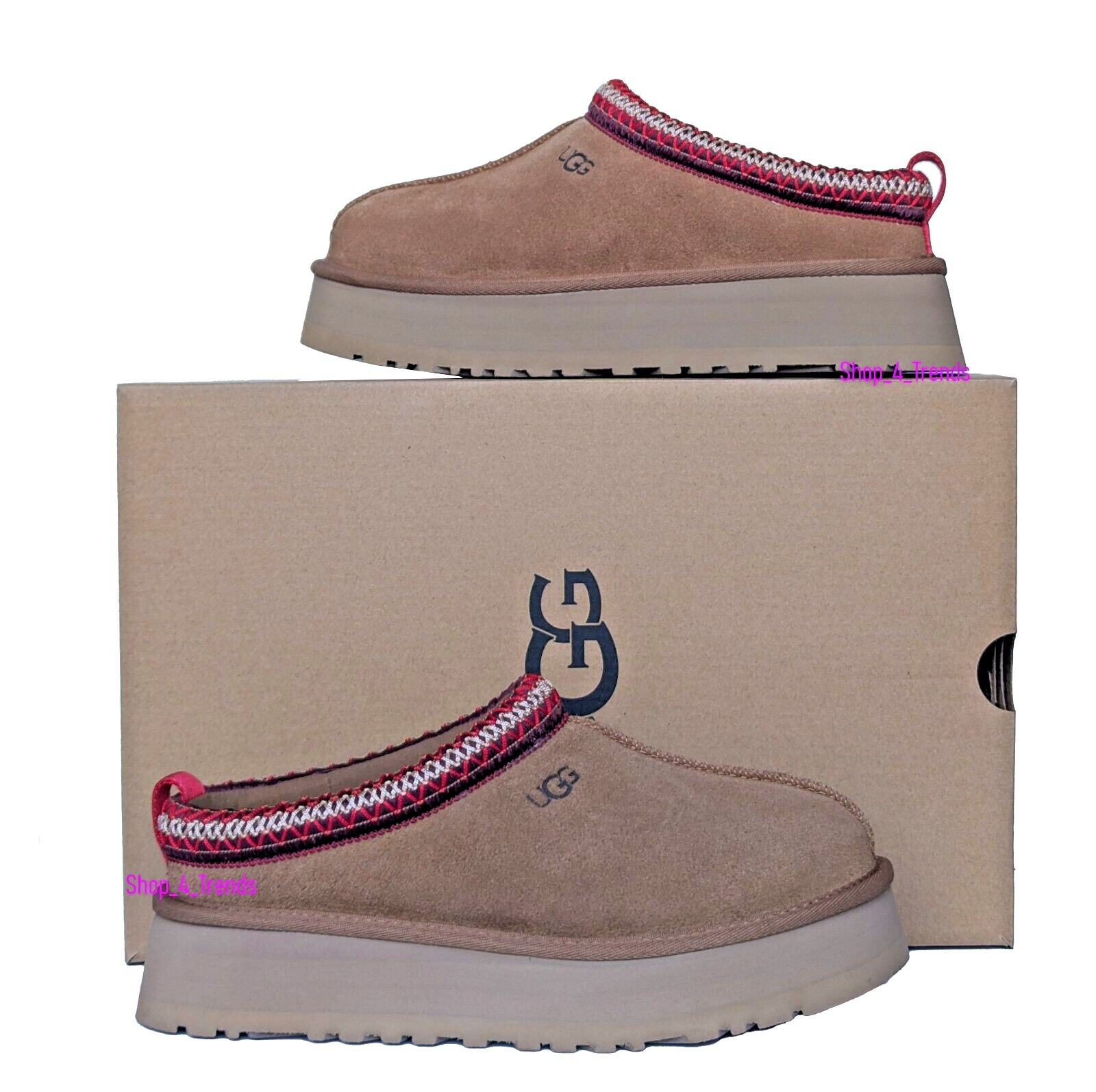New Women’s Shoes UGG Brand Braid Tazz Platform Slippers 1122553 Chestnut