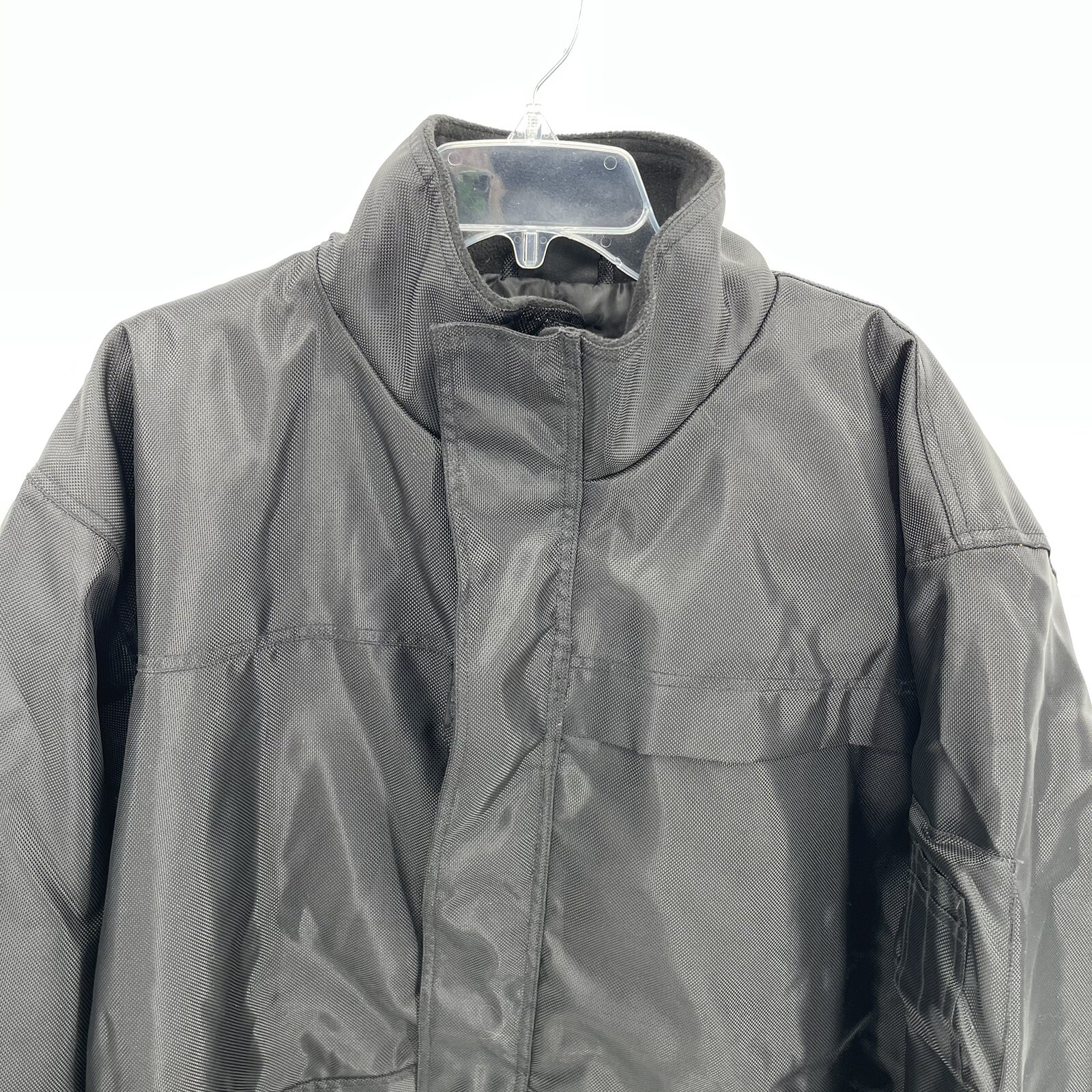 Mil-Tec Brand Men’s Size XL Tactical Jacket Rain Coat Black Hooded Pockets