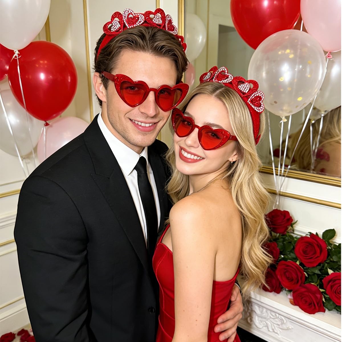 1Pcs Valentines Headbands Heart Headband with Rhinestones Design Romantic Val…