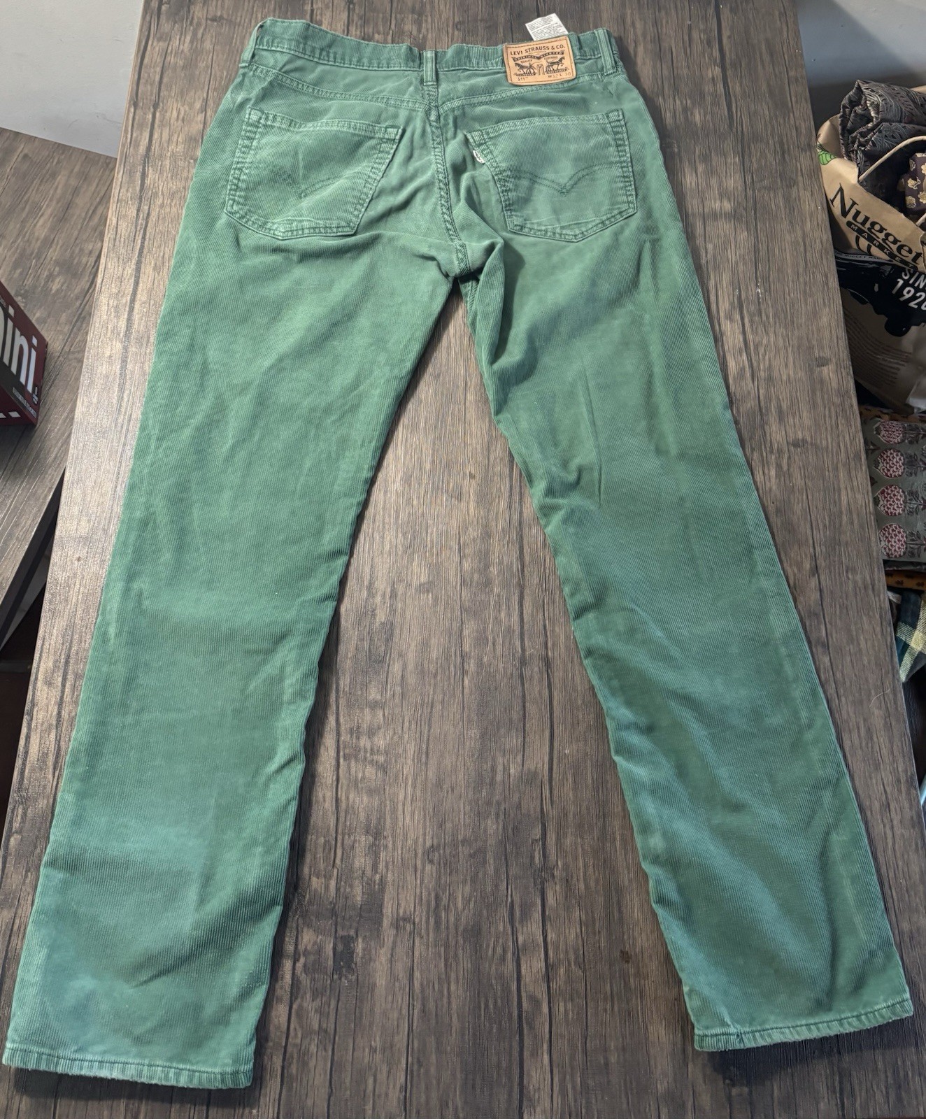 Levi’s Men’s 511 Green Corduroy Straight Fit Pants, Size 32 30