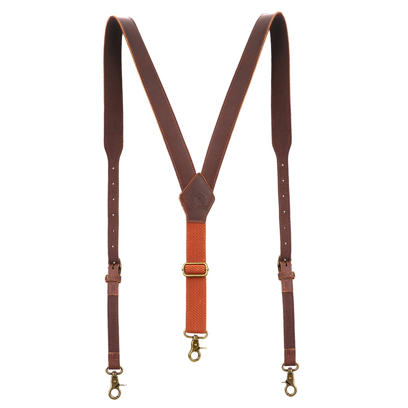 Tourbon Men’s Suspenders Y Back Adjustable Leather Y-Shaped 3 Hooks Pants Braces
