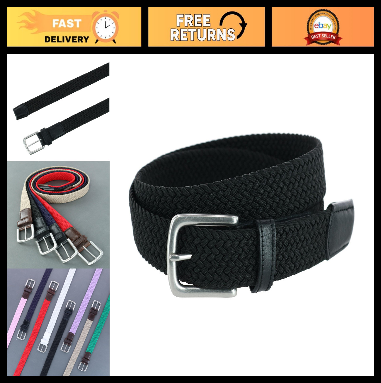 Solid Stretch Weave Belt for Men – Adjustable, Durable, Casual Fashion Accessory