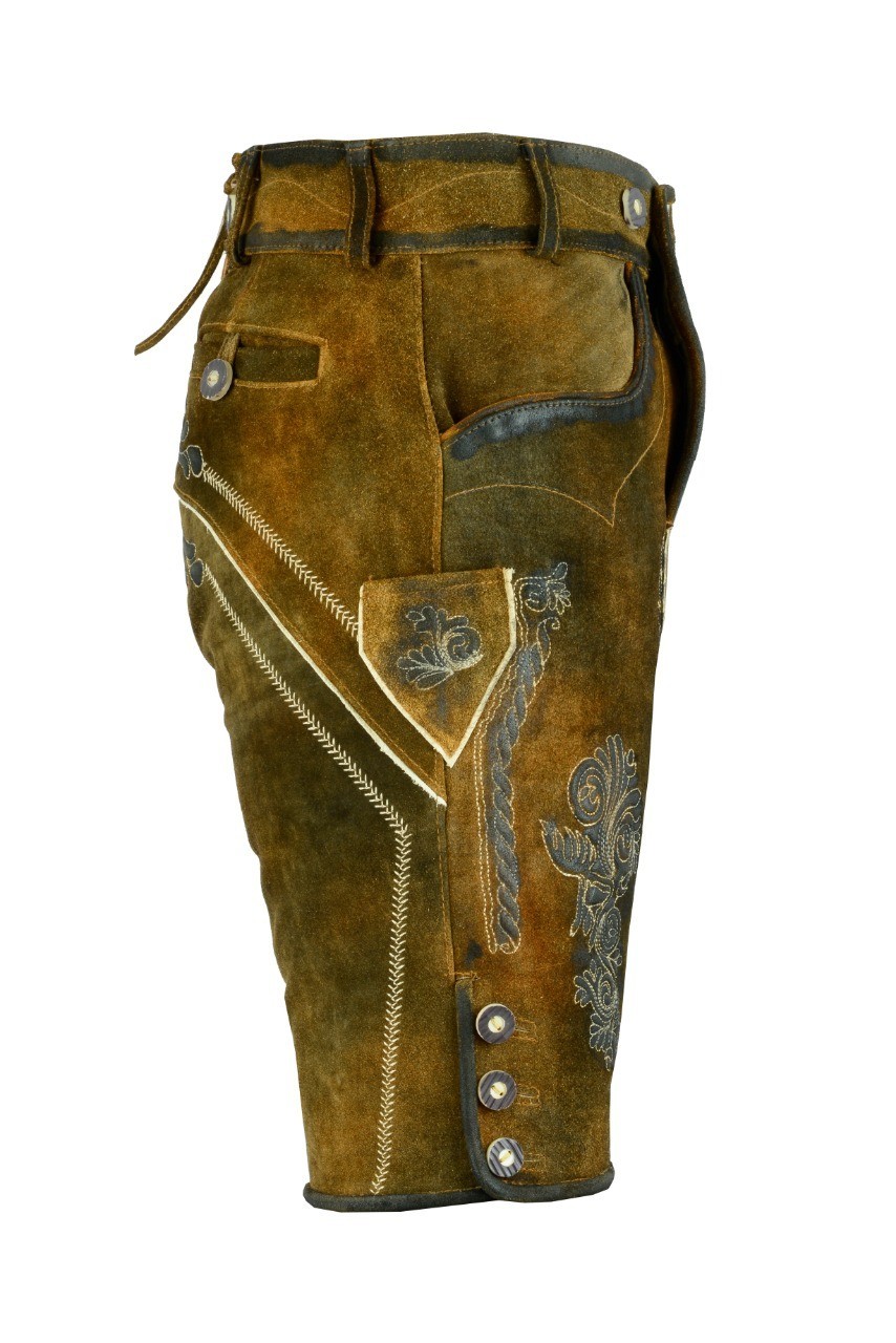 Premium Suede Leather Oktoberfest German Bavarian Lederhosen Shorts Trachten