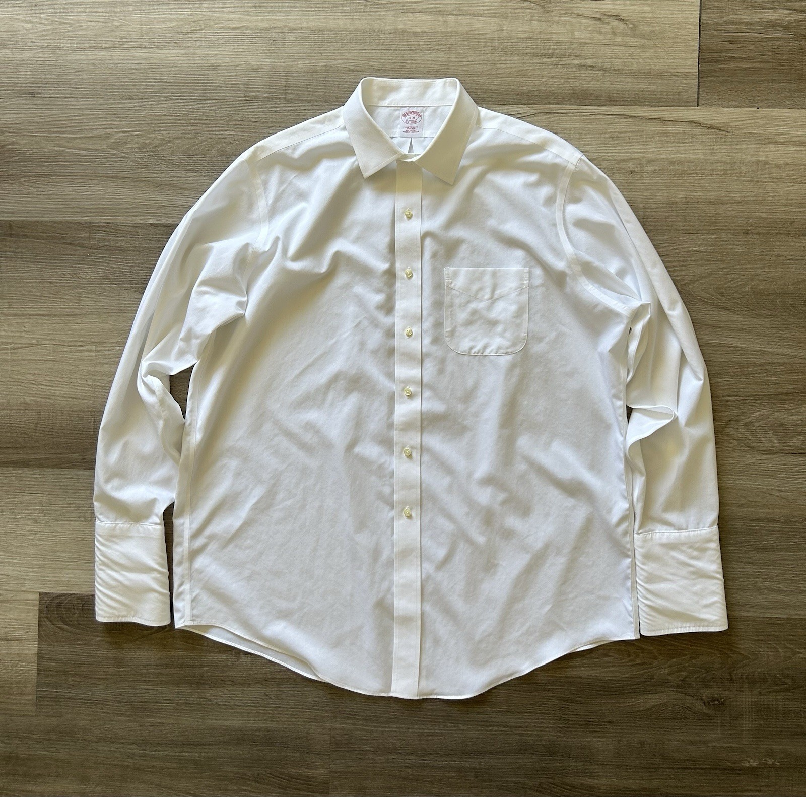 Brooks Brothers Traditional Fit Non-Iron White Dress Shirt French Cuff 17-35