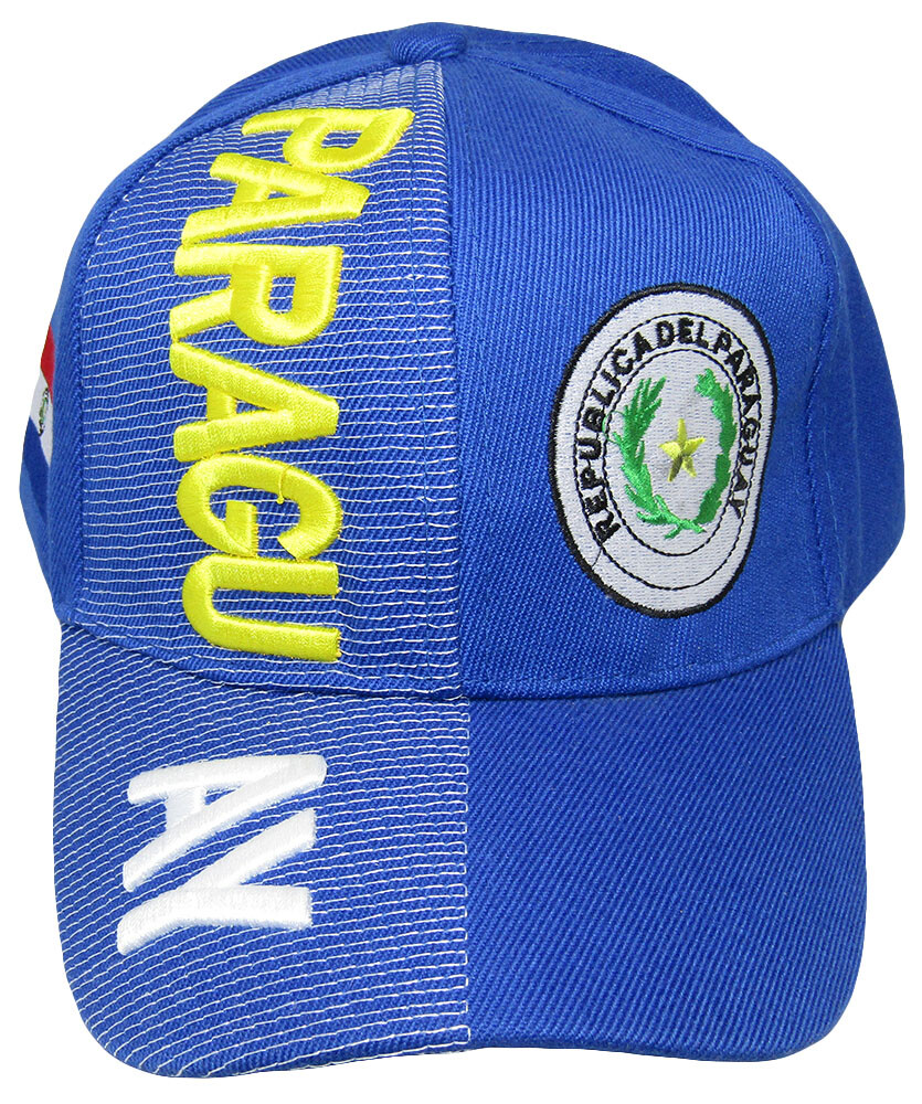 Paraguay Country Yellow White Letters Crest Patch On Side Embroidered Hat Cap