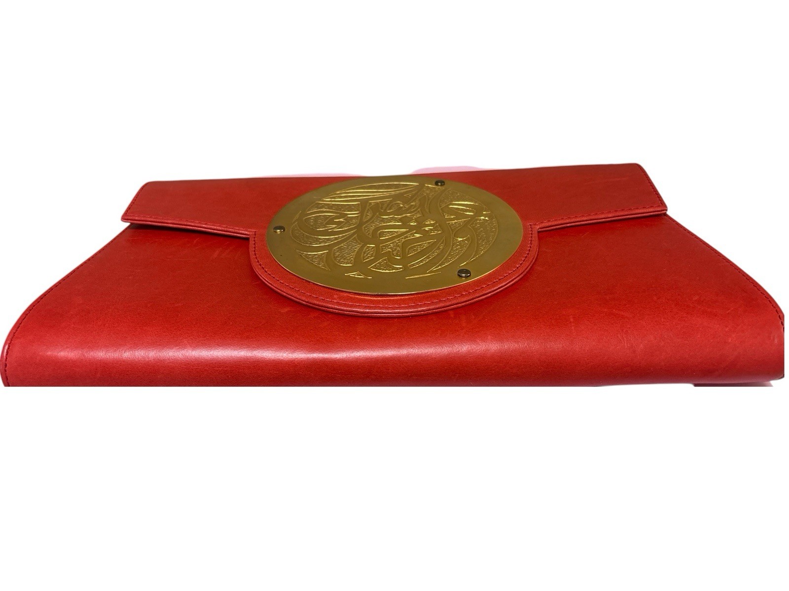 Dareen Hakim “Le Icon” Clutch with Gold Medallion Pink Lining Magnetic