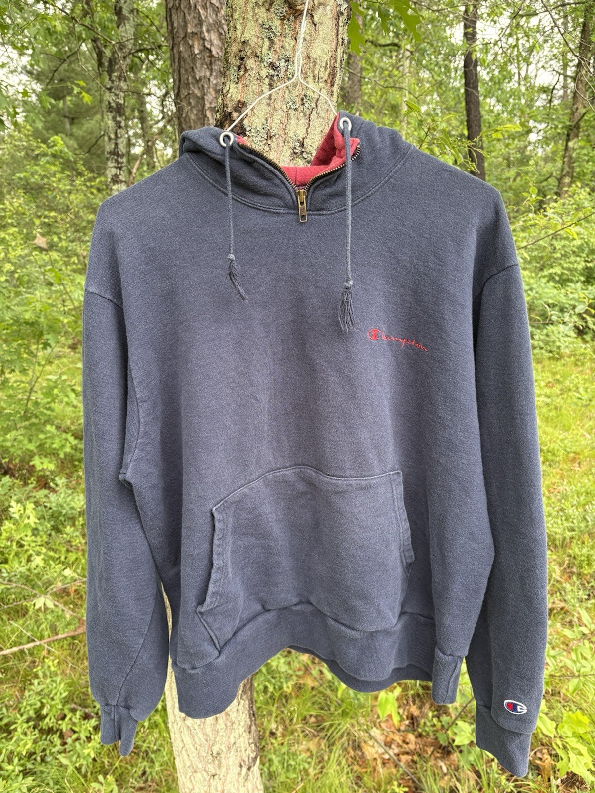 RARE XXL Vintage 90s Champion Large Zip Hoodie Sweatshirt Blue And Red