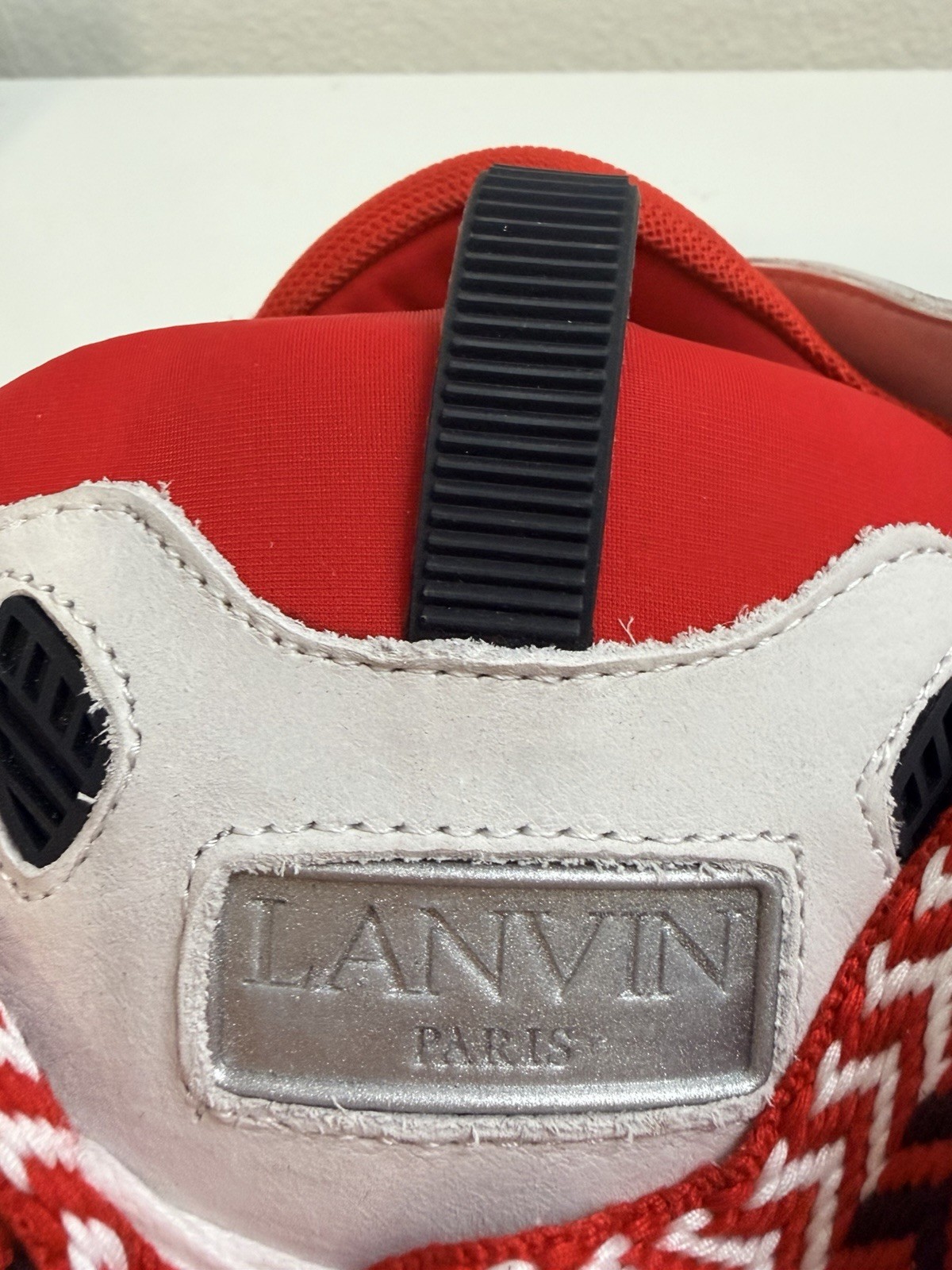 Lanvin size Men’s size 8 Y2K Sneakers White/Red/Black Leather lace-up