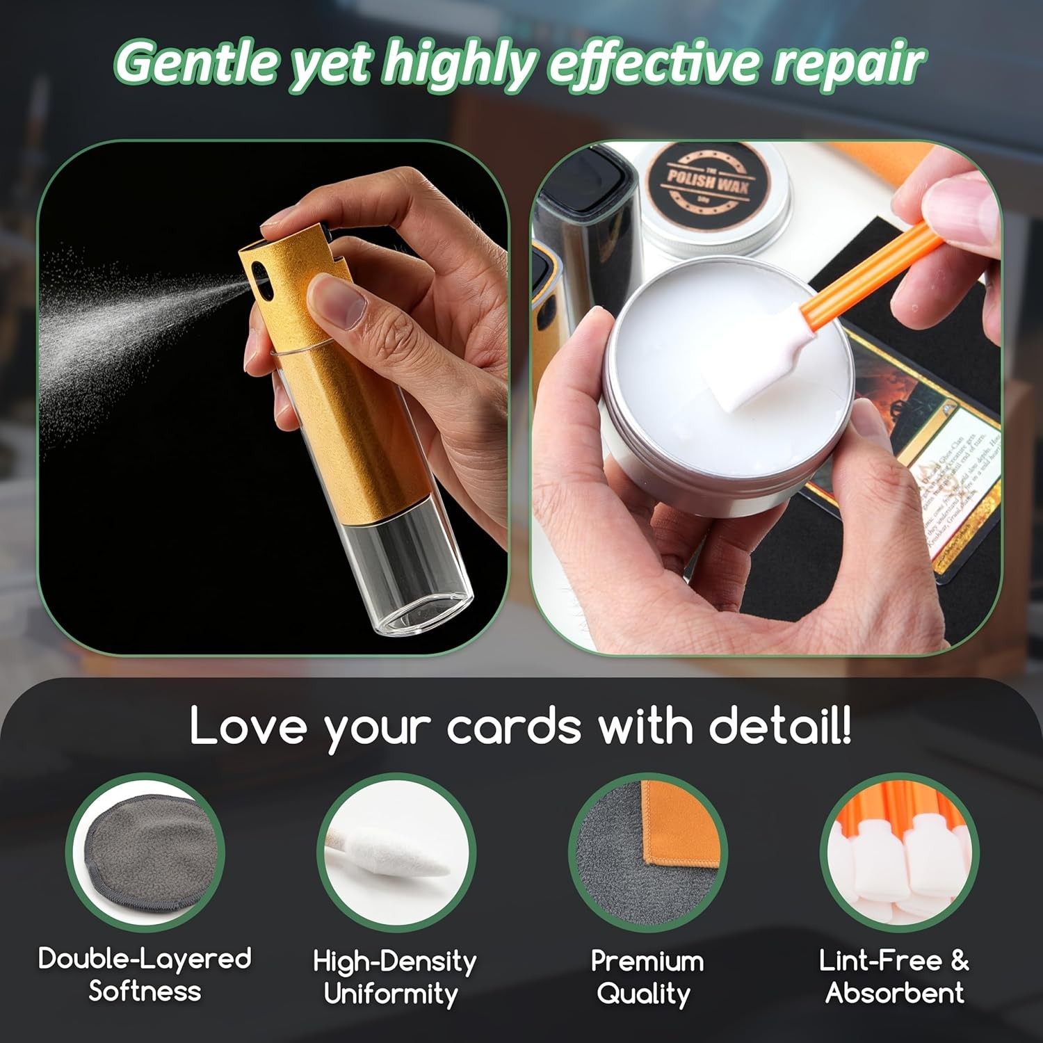 227 Pcs Card Care Clean Kit – Card Repair Polishing Kit with Cleaning Spray Poli