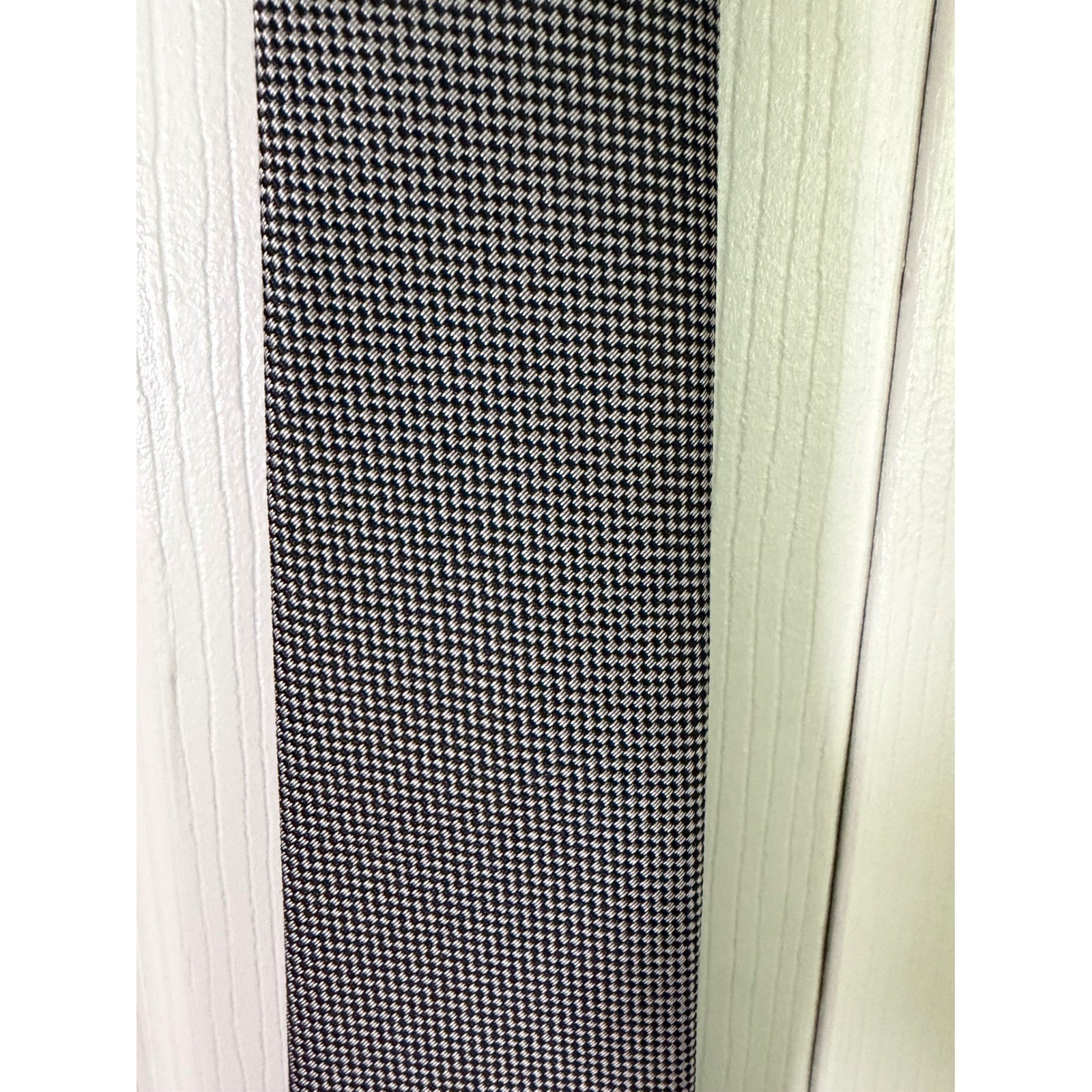 WeiShang Mens Black White Houndstooth Micro Check 100% Silk Handmade Necktie