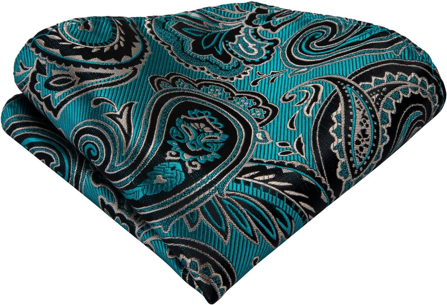 Mens Tie Set Silk Solid Paisley Necktie and Pocket Square Cufflinks Classic Form