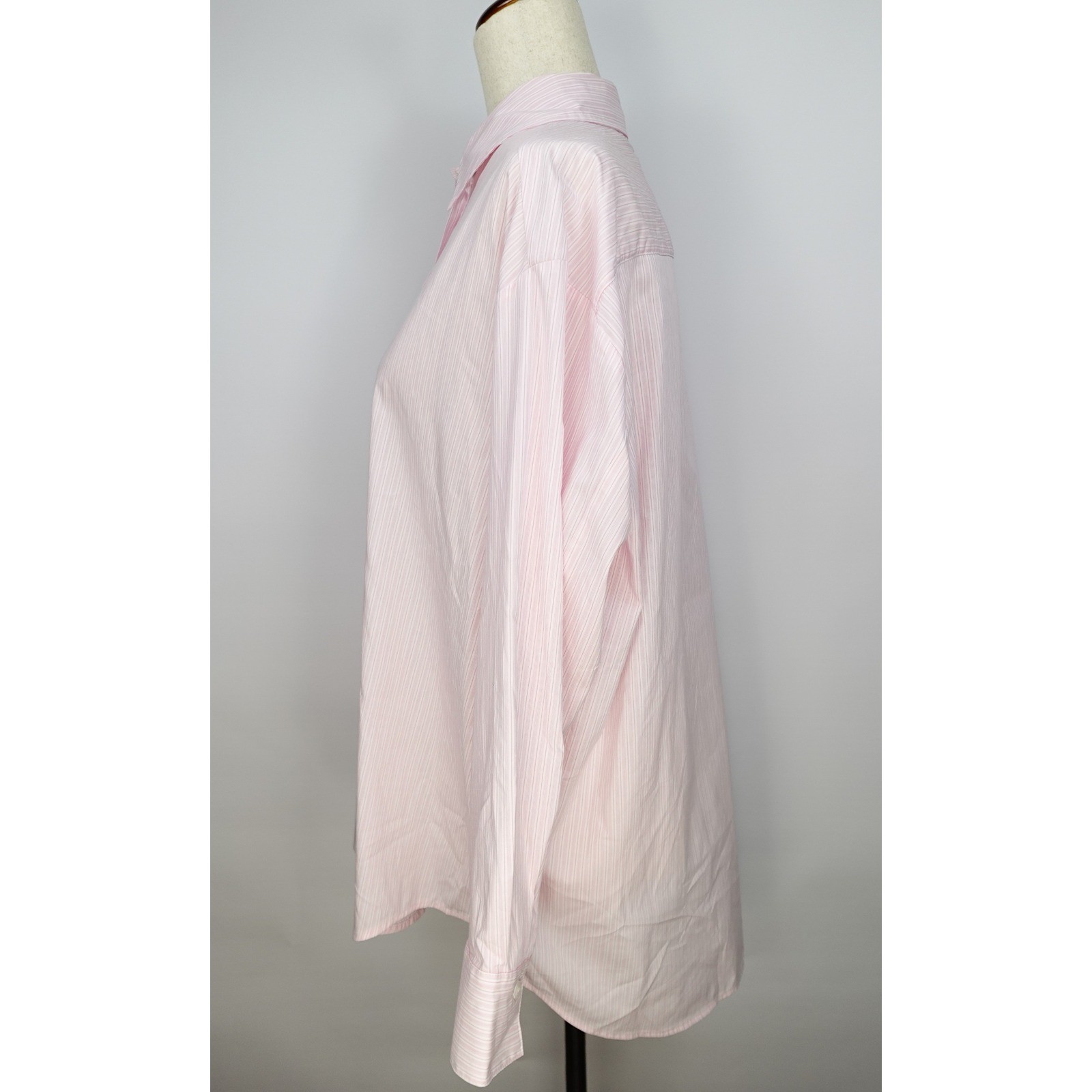 Zara Pink White Striped Oversized Button Up Shirt Long Sleeve Blouse Womens