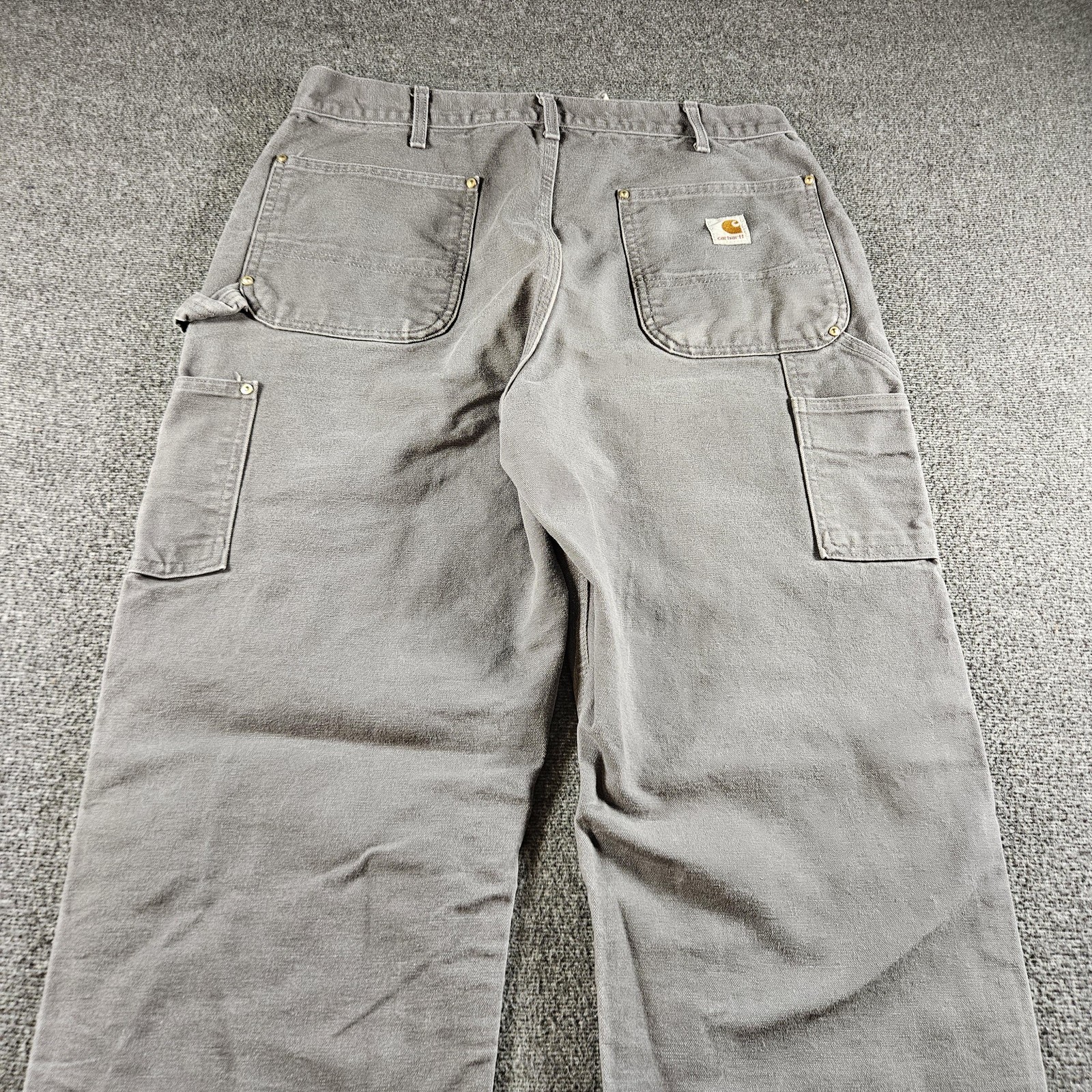 Carhartt Pants Mens 36×34 Gray Canvas Double Knee Carpenter B01 GVL Made USA