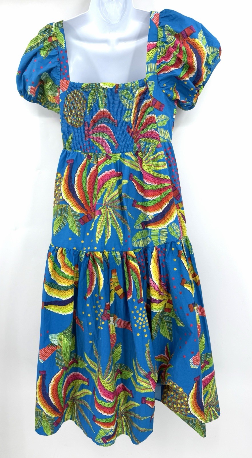 Anthropologie Farm Rio Tropics Tiered Midi Dress Size Small-FLAW