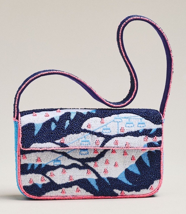 NWT ANTHROPOLOGIE FIONA BEADED BAG PURSE WINTER EDITION Ski Mountains