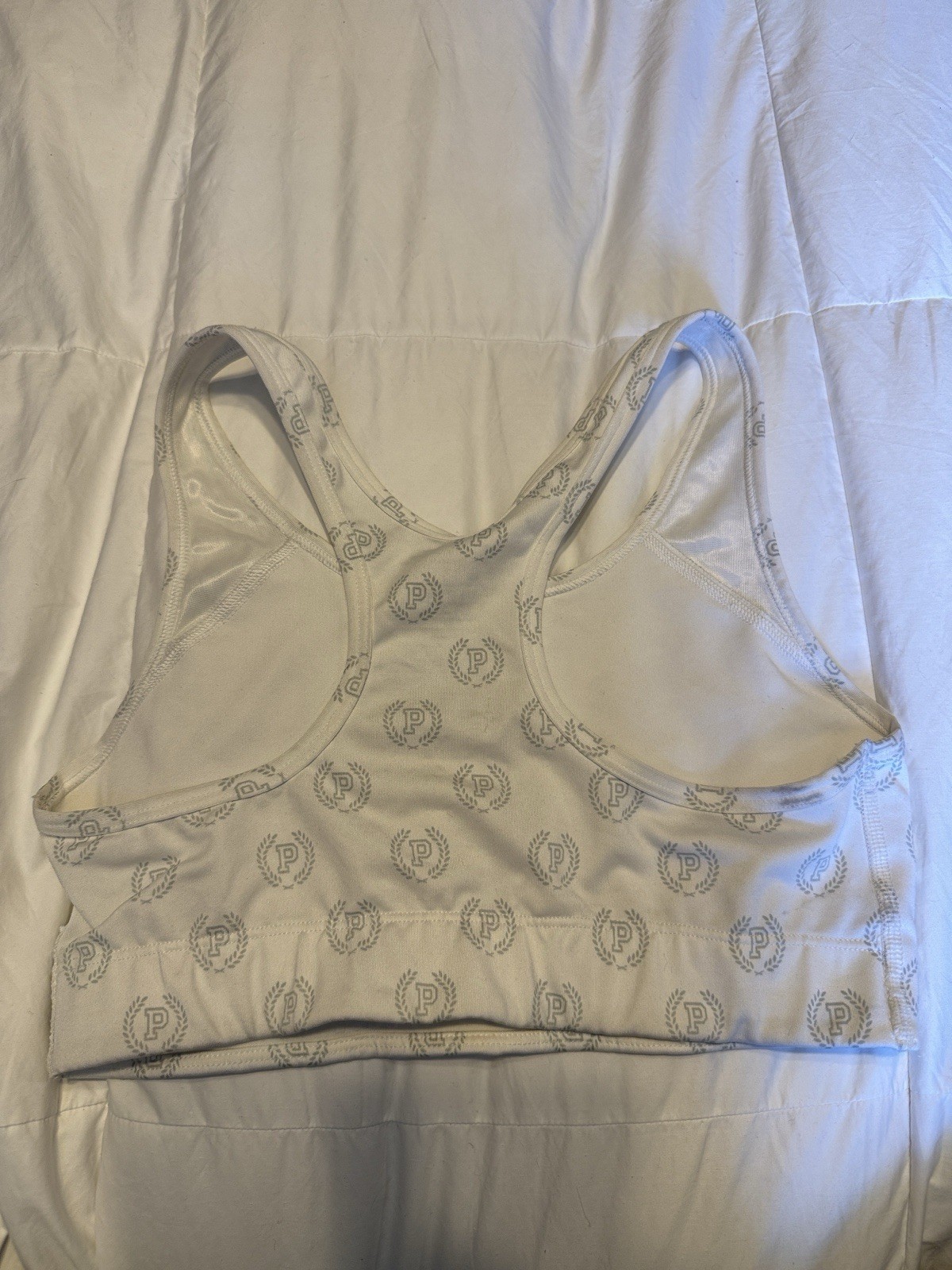 PINK Victoria’s Secret Ultimate Wireless Racerback Sports Bra M B White/Gray