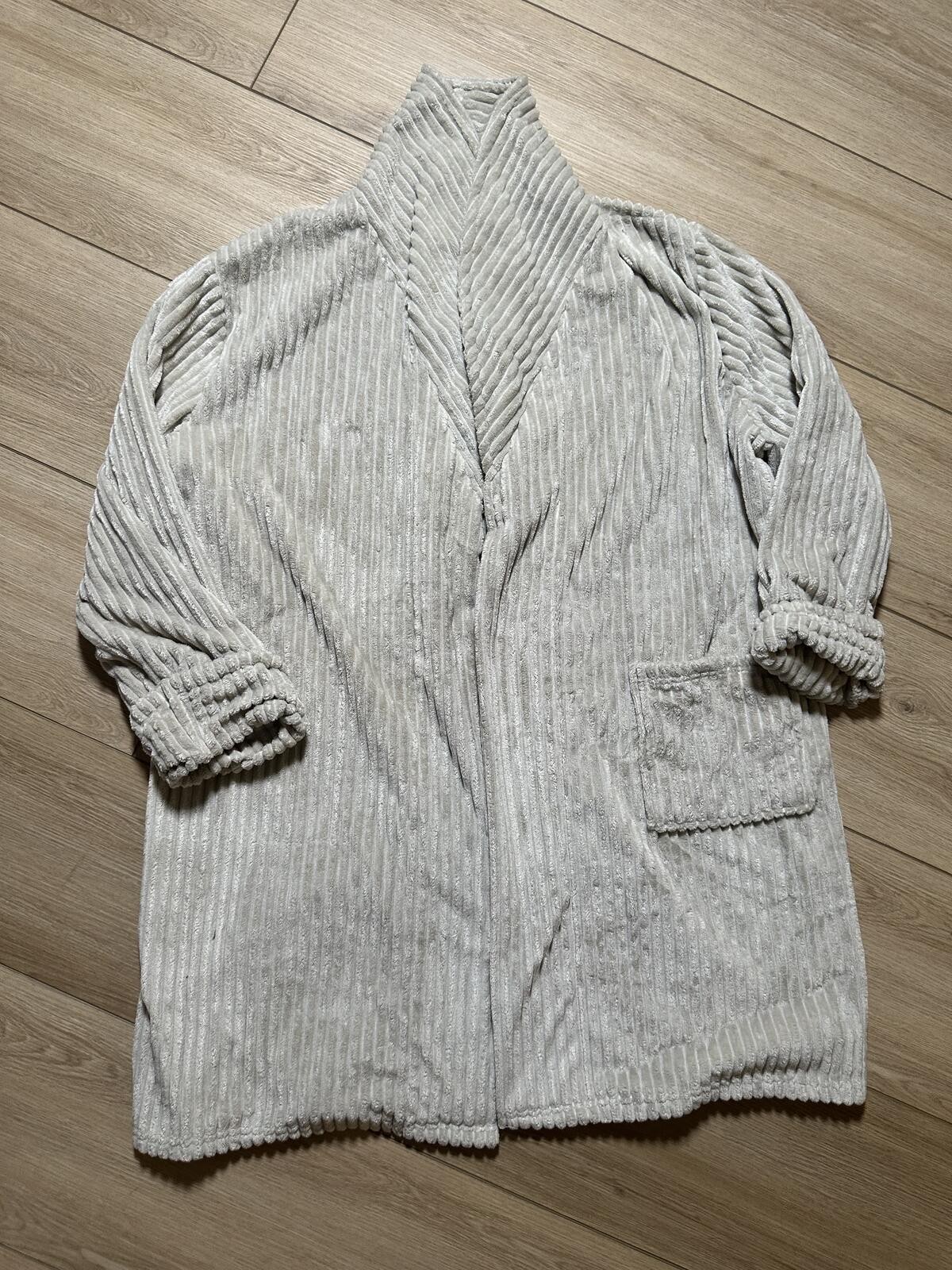 Anari Cream Ribbed Long Coat One Size Fits Most