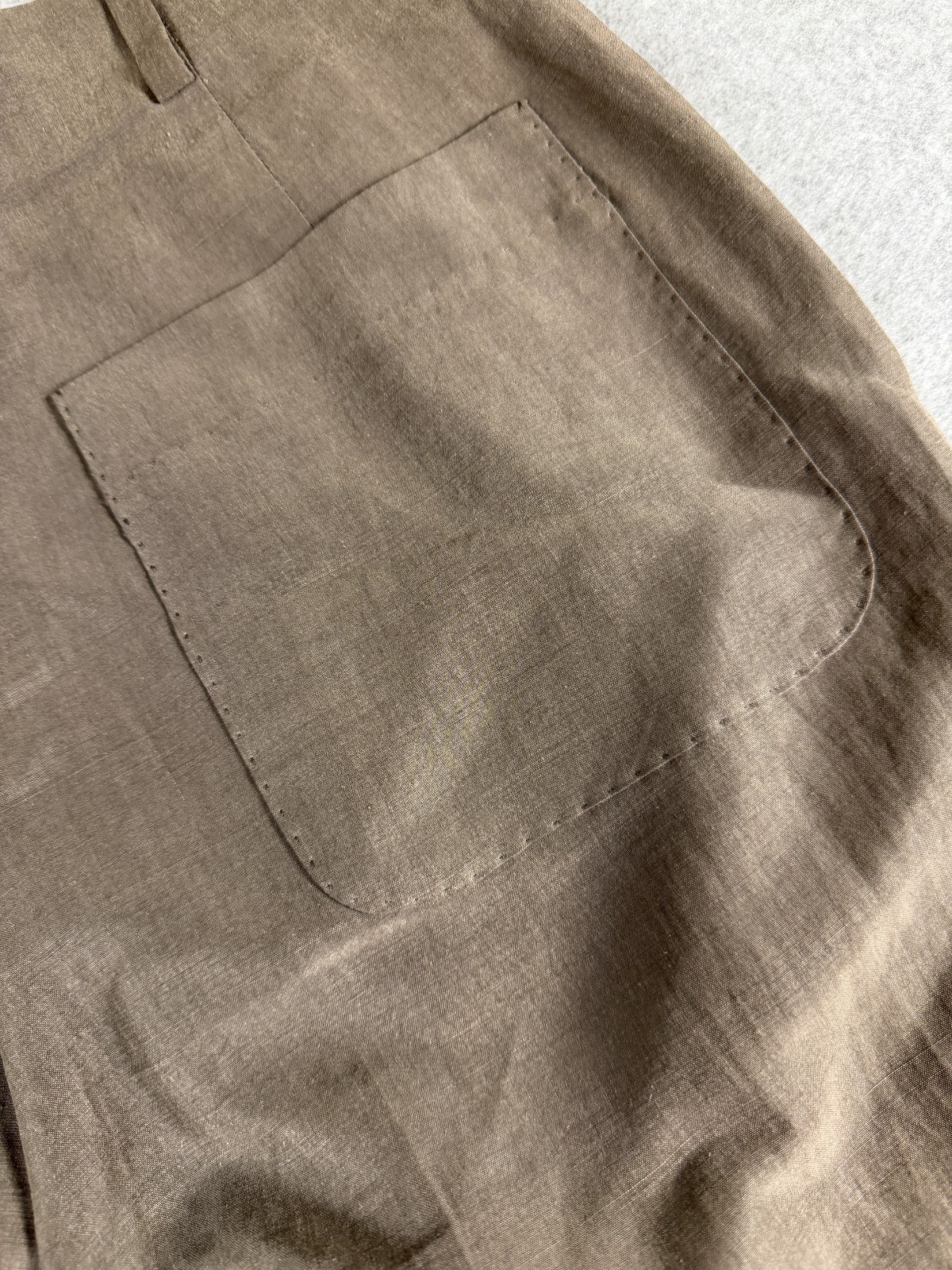 Max Mara Italian Linen/Silk Cuffed Wide Leg Capris, Sz 10, Hand Stitched SKU 168
