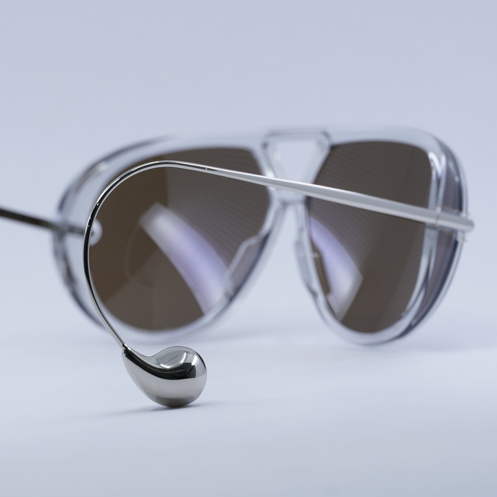 BOTTEGA VENETA BV1273S 009 Transparent Grey/Silver/Brown 63-12-180 Sunglasses…