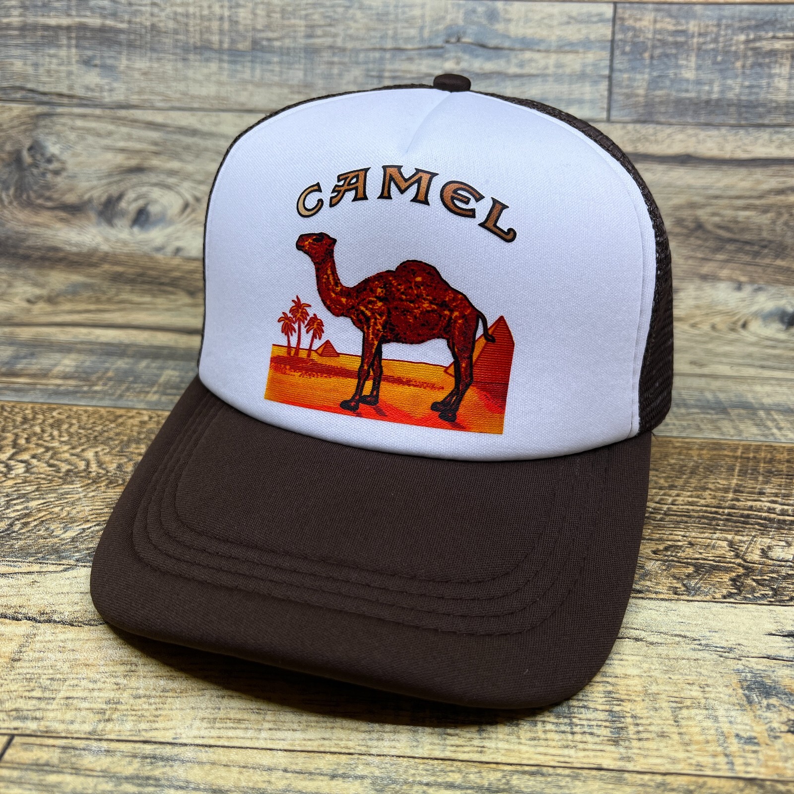 Camel Cigarette Mens Trucker Hat Brown Snapback Retro Vintage Logo Baseball Cap