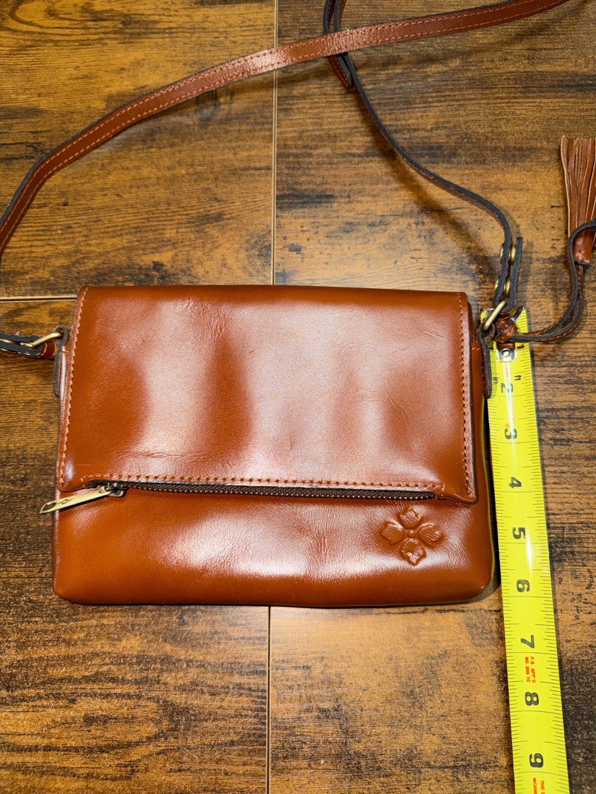Patricia Nash Corfu Cognac Leather Crossbody Bag ~ New Without Tags.