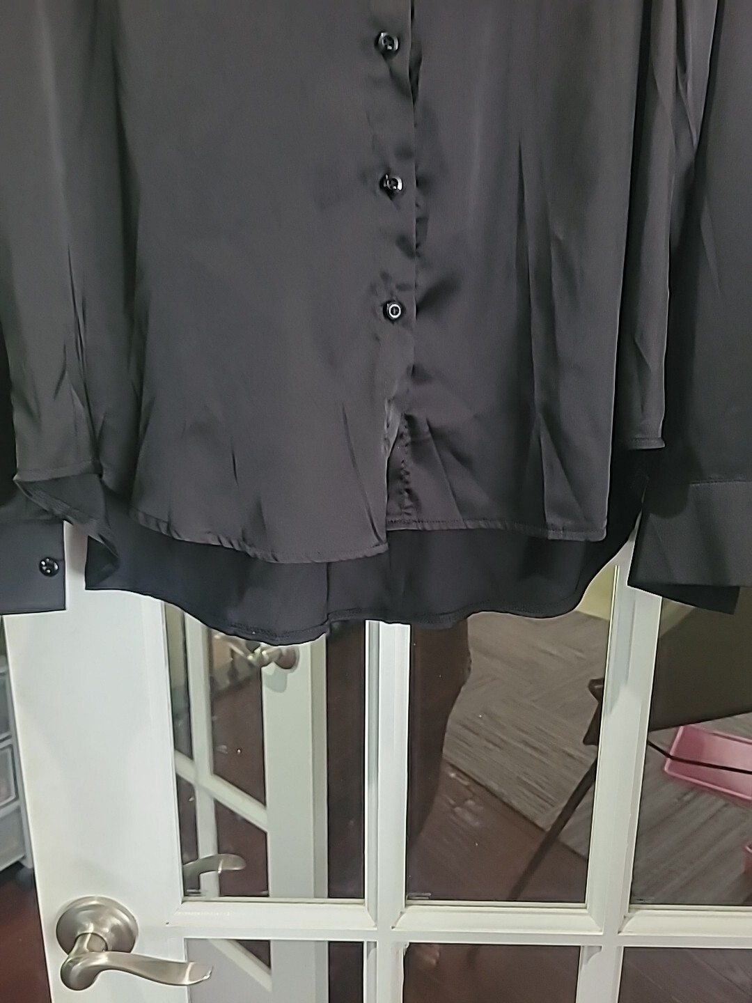 Must Have Black Silky Smooth Feel Button Down Shirt Blouse
