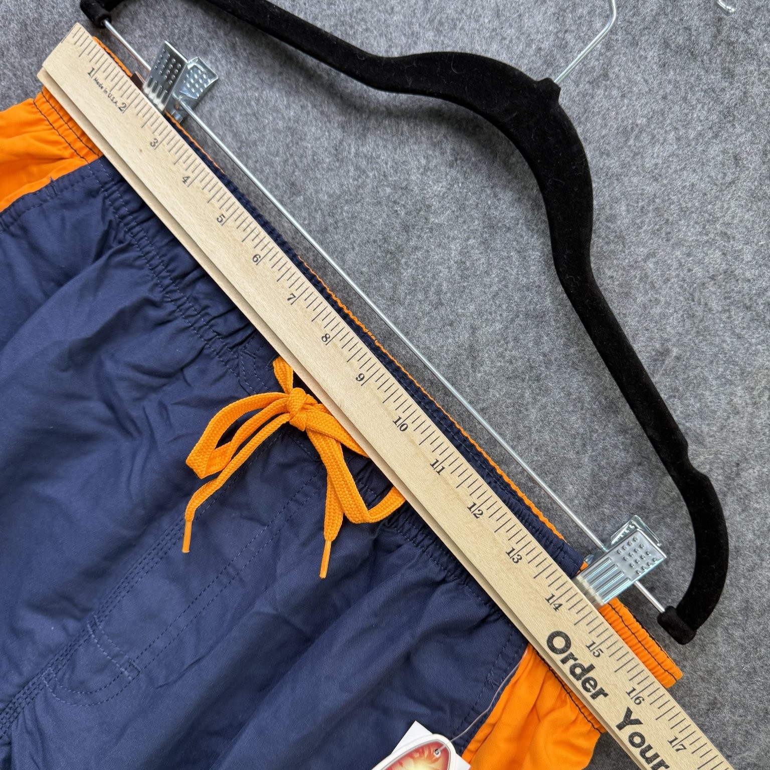 U.S. Apparel Men’s Swim Trunks Navy Orange Large Polyester Quick-Dry