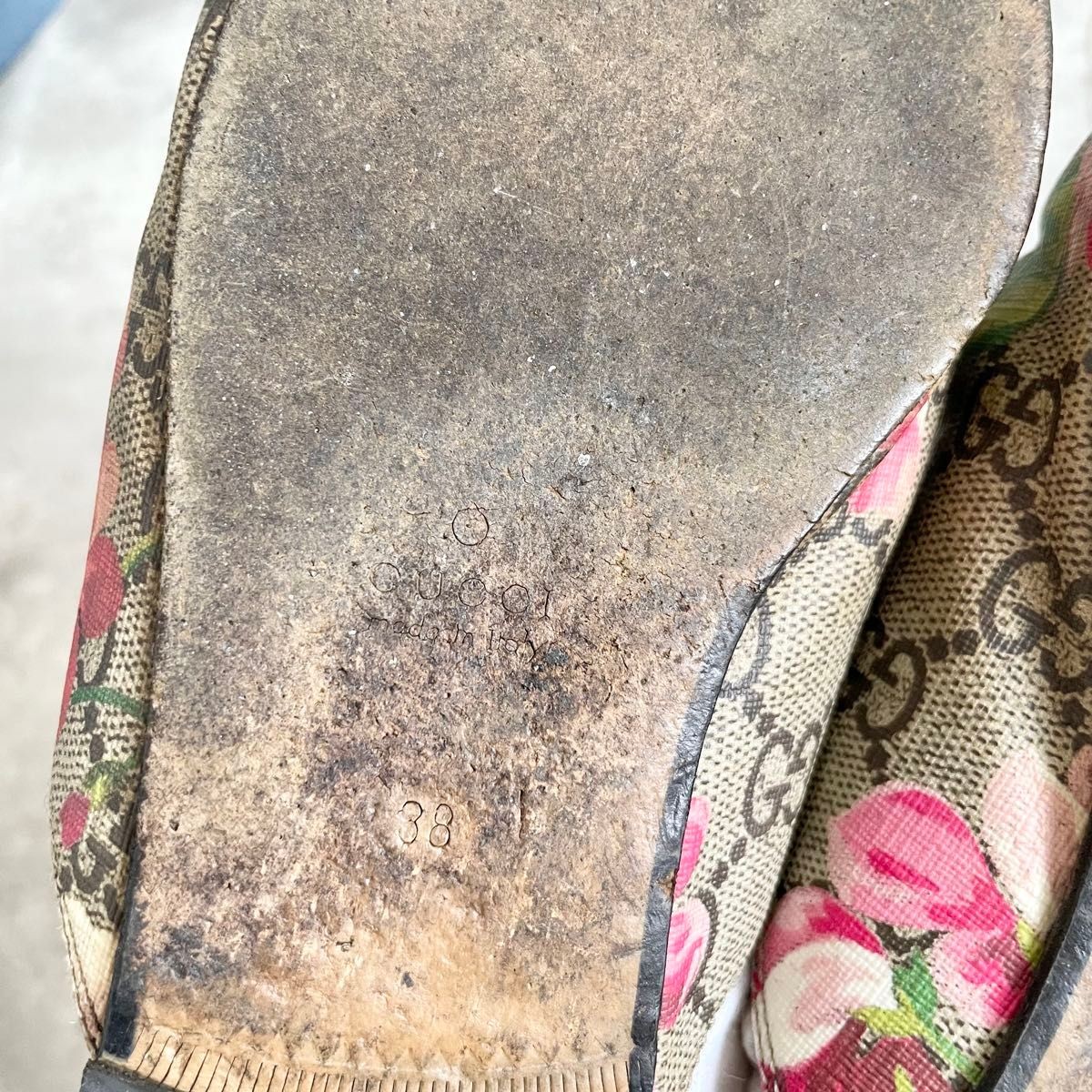 GUCCI GG Blooms Mules Sandals Pink Flower Horsebit Size EU 38 / US 8 Used